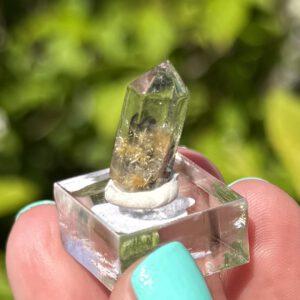 Golden Rutile "Flowers" in Gardenquartz fra Brasil