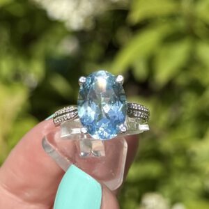 Skyblue Topaz 925 Sølv Justerbar