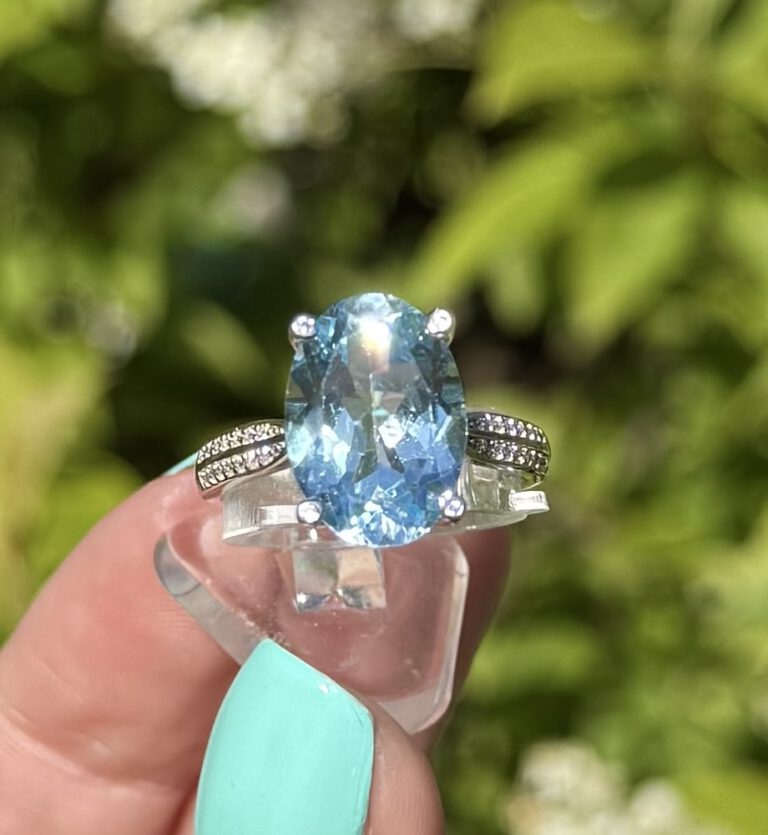 Skyblue Topaz 925 Sølv Justerbar