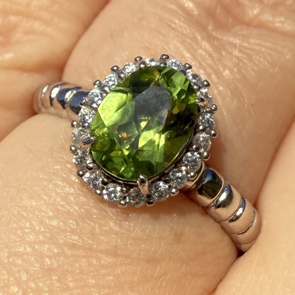 Olivin Ring m/Zirkoner - Bilde 2